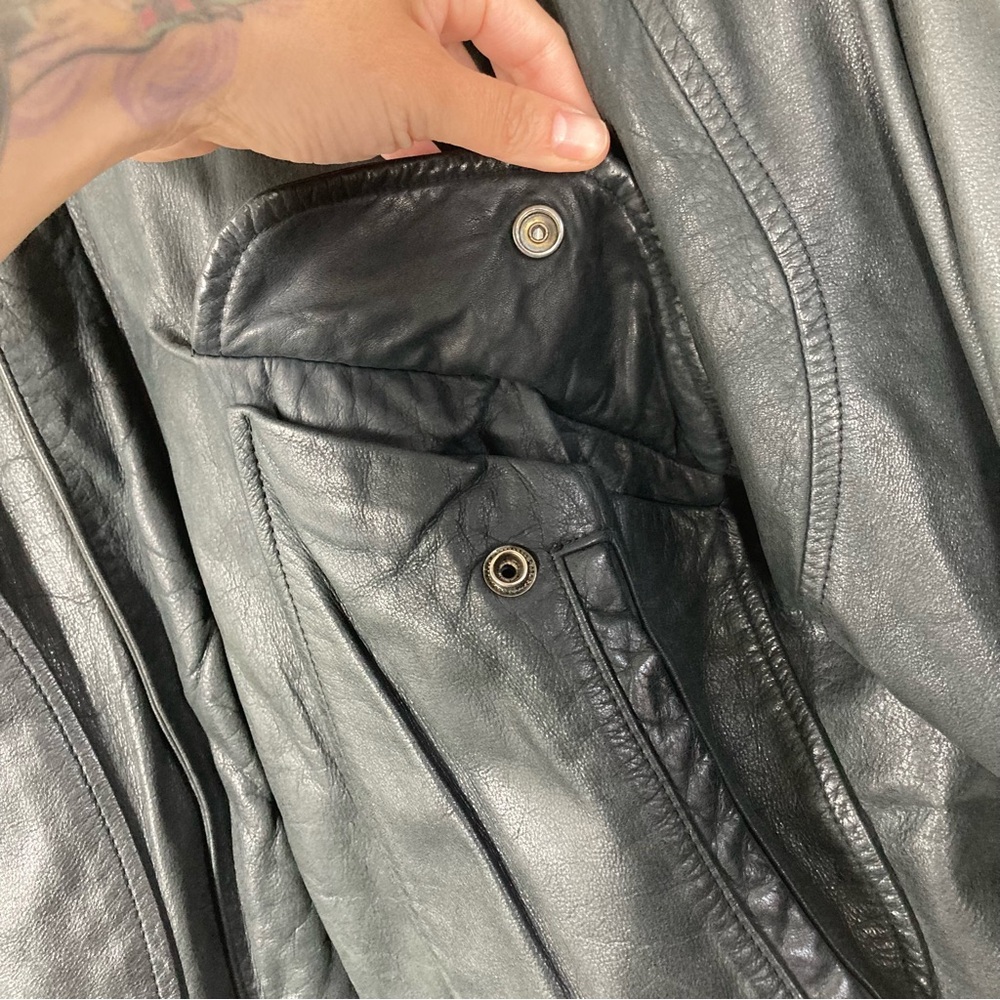 Vintage 80s The Naive Aviator Genuine Leather Jacket Mens Large Black Flight - Picture 10 of 15